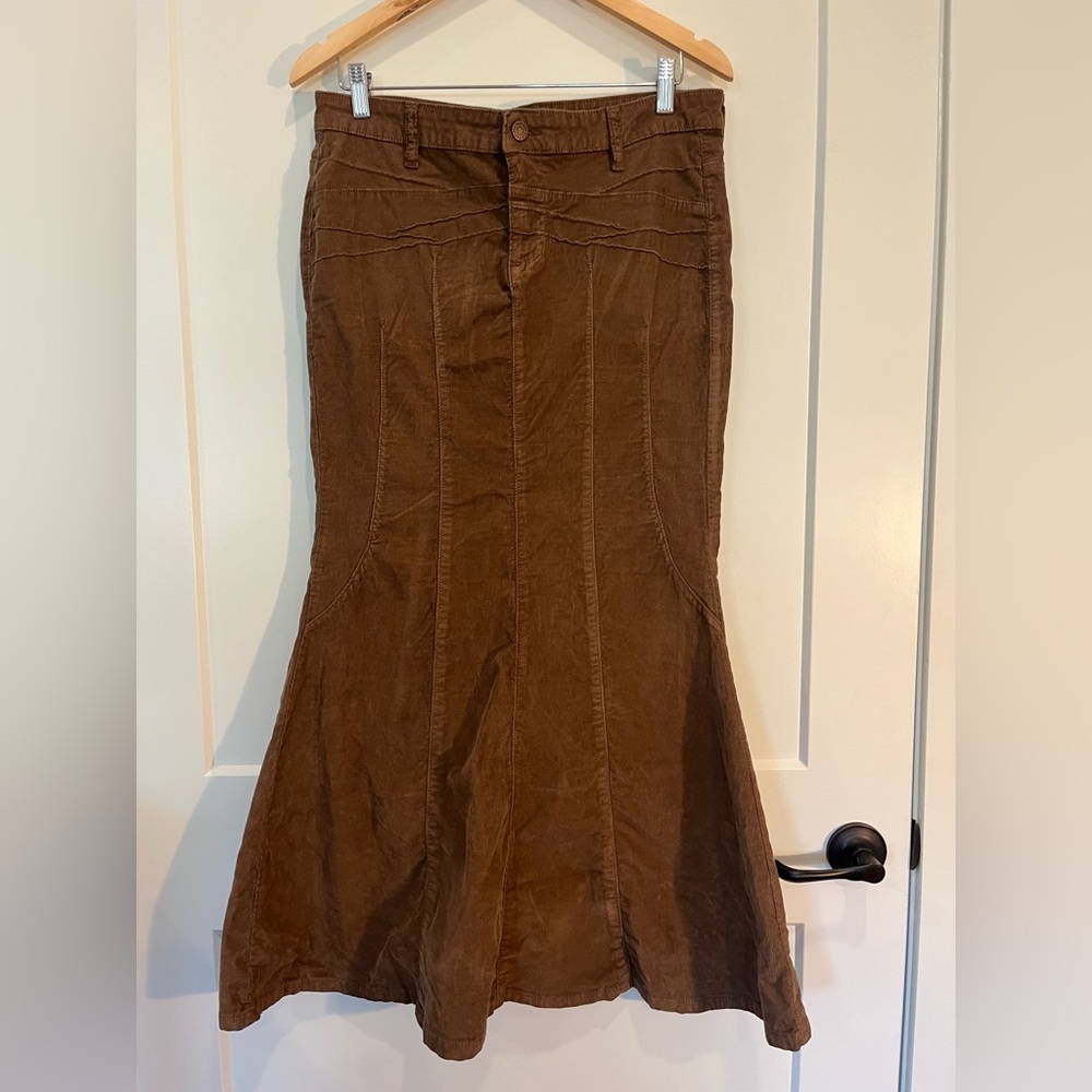 BDG Kendall Fluted Corduroy Maxi Skirt Brown boho Goblincore cottagecore Sz M - Picture 5 of 15